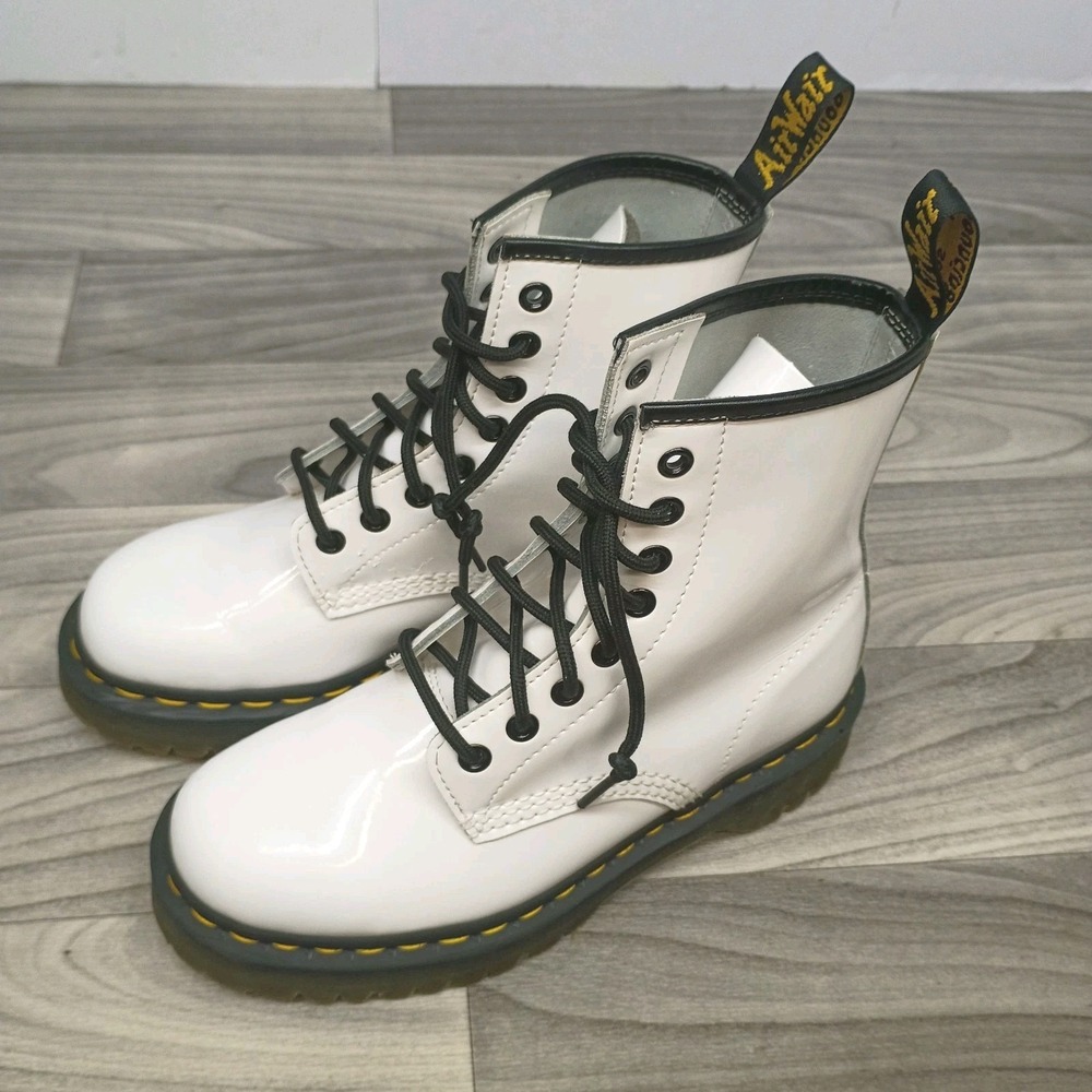 Dr. Martens 1460 BEX White Leather Combat Boots Women's Size 7